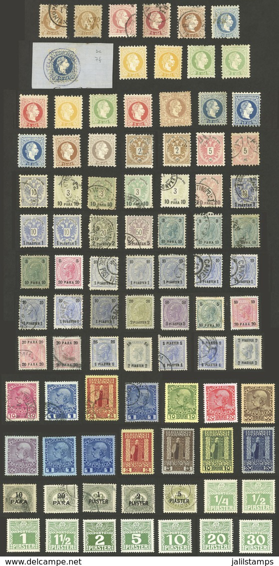 AUSTRIA - LEVANT: Lot Of Old Stamps, Used Or Mint (some Without Gum), Fine General Quality, High Catalog Value! - Sonstige & Ohne Zuordnung
