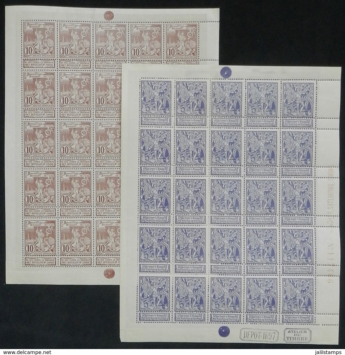 BELGIUM: Sc.79 + 81, Sheets Of 25, MNH, Excellent Quality! - Autres & Non Classés