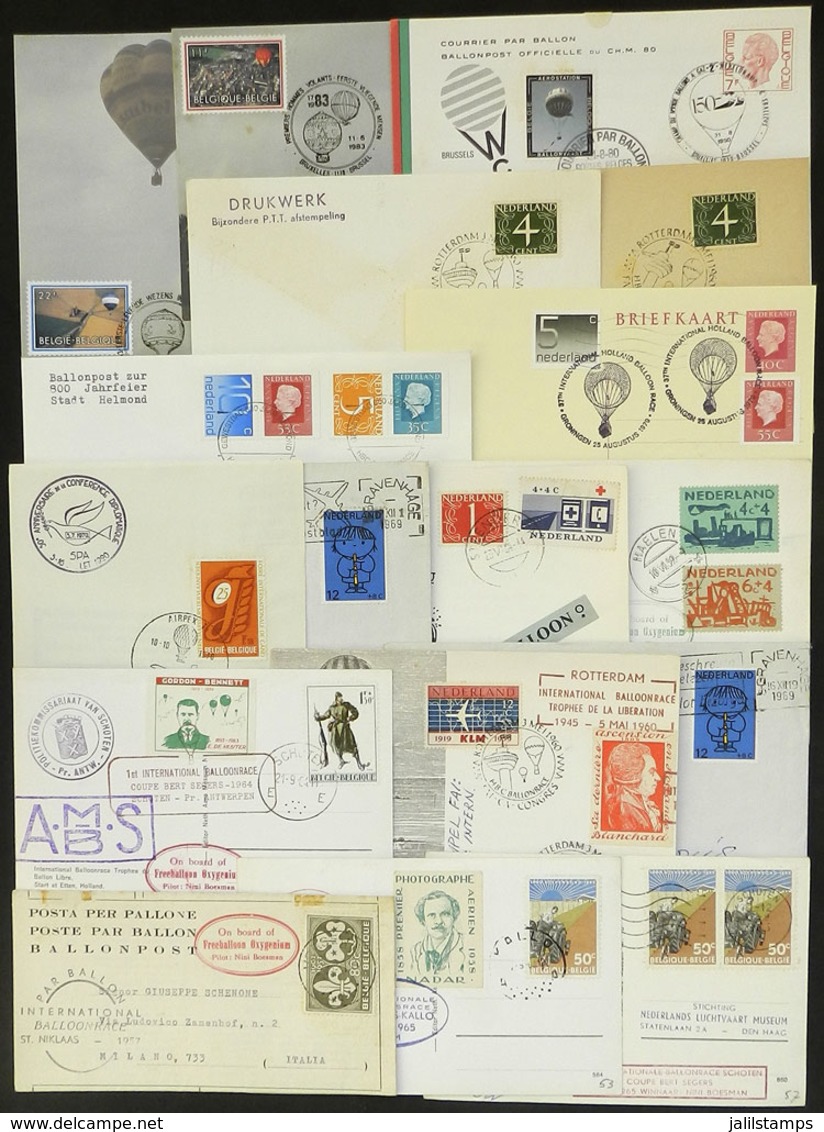 BELGIUM + NETHERLANDS: BALLOON FLIGHTS: 15 Covers Or Cards Of Various Periods, Also 2 Maximum Cards, Very Nice Group! - Sonstige & Ohne Zuordnung