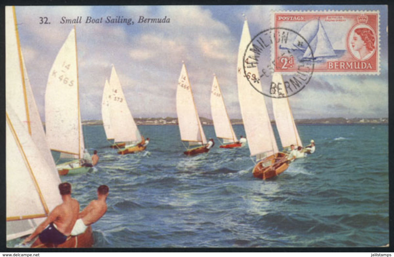BERMUDA: Small Boat Sailing, Racing Dinghy, Maximum Card Of 1955, VF Quality - Bermuda