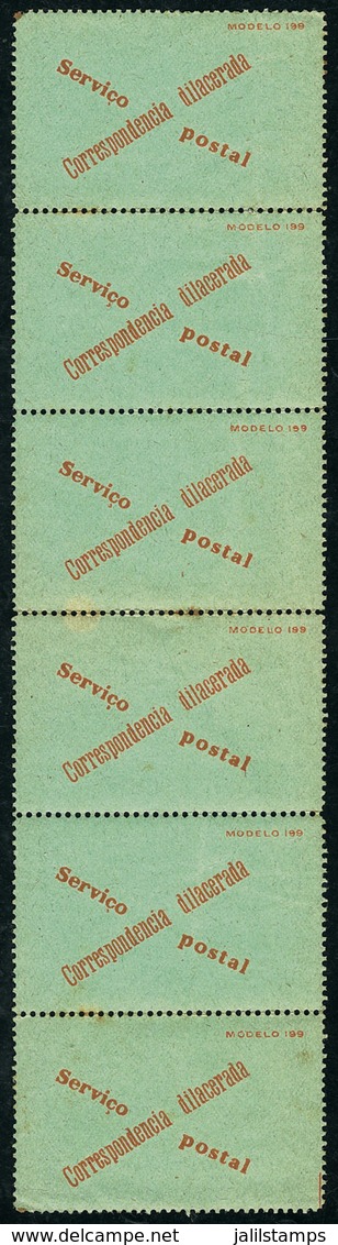BRAZIL: Official Label Of The Post: "Correspondencia Dilacerada, Modelo 199", Strip Of 6, Mint With Gum, Fine Quality, R - Sonstige & Ohne Zuordnung