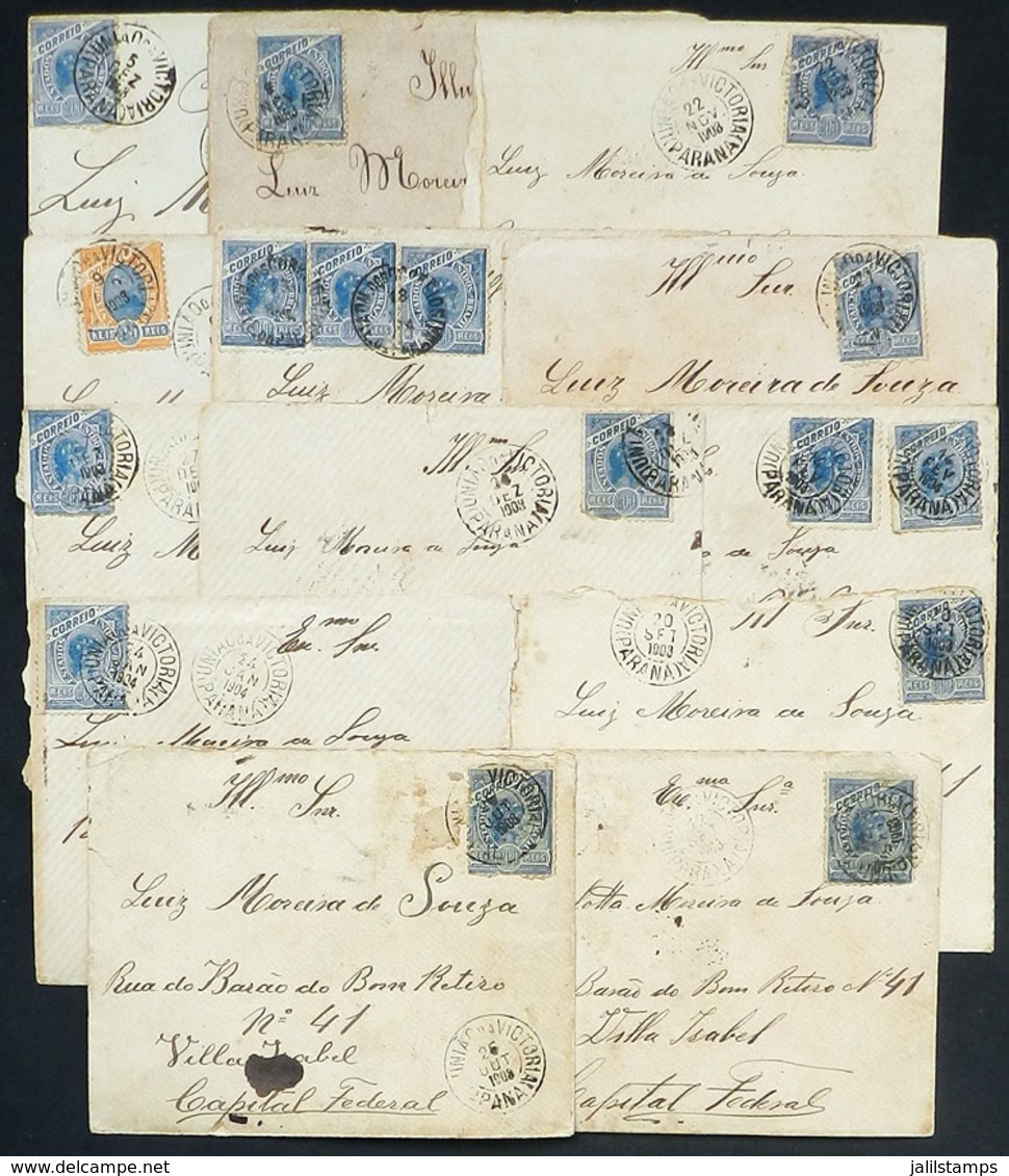 BRAZIL: 13 Covers Sent From UNIAO DA VICTORIA (Parana) To Rio De Janeiro In 1903/4, Very Interesting Lot For Collectors  - Sonstige & Ohne Zuordnung