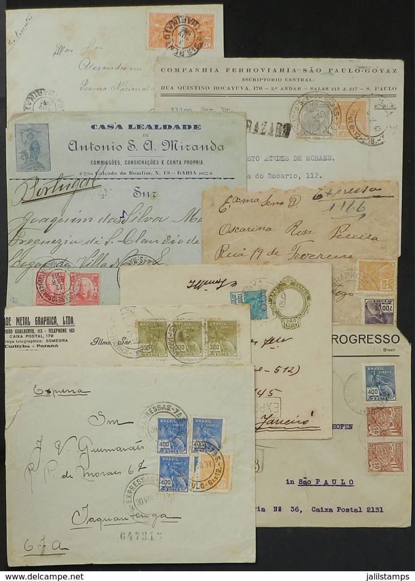 BRAZIL: 8 Covers Used Between 1911 And 1942, Several Express Or Registered, Some Good Postmarks, Interesting! - Other & Unclassified
