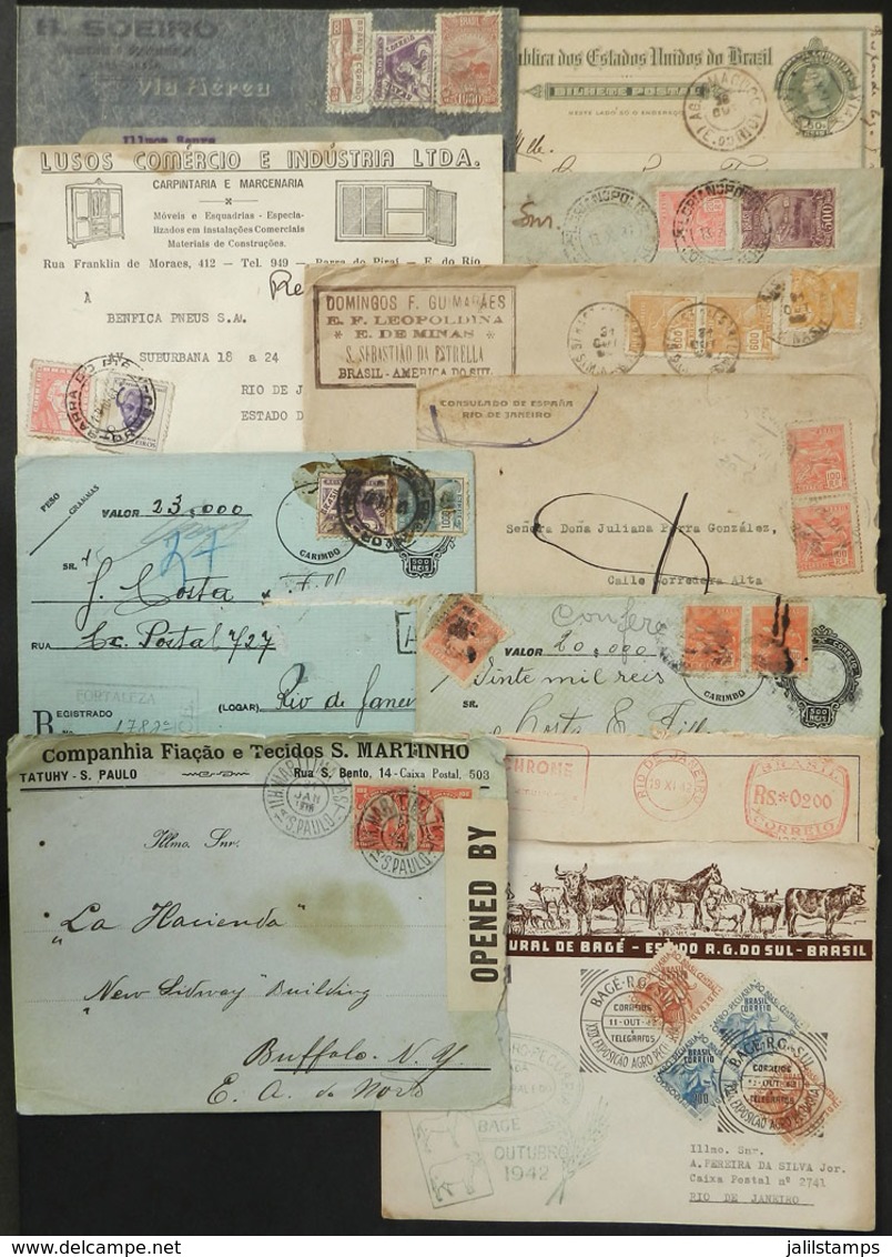 BRAZIL: 11 Covers Used Between 1917 And 1963, With Interesting Postages And Nice Postmarks, Some With Defects, Others Of - Autres & Non Classés