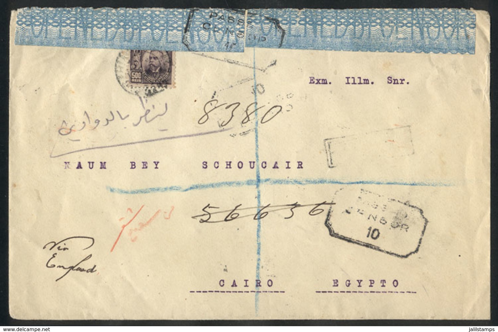 BRAZIL: Registered Cover Franked With 500r. And Sent To EGYPT In DE/1918, With Arrival Marks Of 2/JA/1919 On Back, Also  - Other & Unclassified