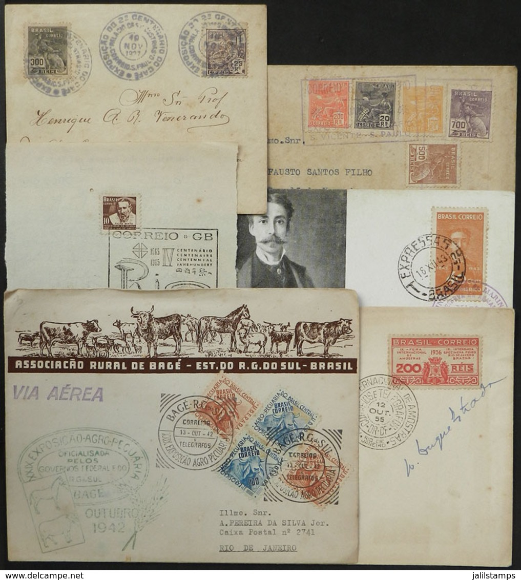 BRAZIL: 6 Covers, Cards Etc. With Interesting Special Postmarks Of 1921/1965, Interesting Group! - Autres & Non Classés