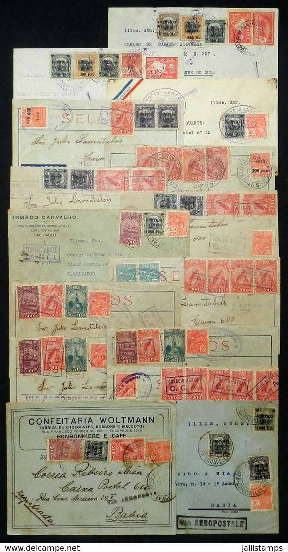 BRAZIL: 15 Airmail Covers Carried Via AEROPOSTALE Between 1929 And 1932, With Very Attractive Postages And Good Postmark - Autres & Non Classés