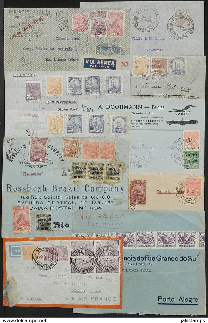 BRAZIL: 10 Airmail Covers Posted Between 1931 And 1937, Very Nice Postages, Fine To VF Quality! - Other & Unclassified