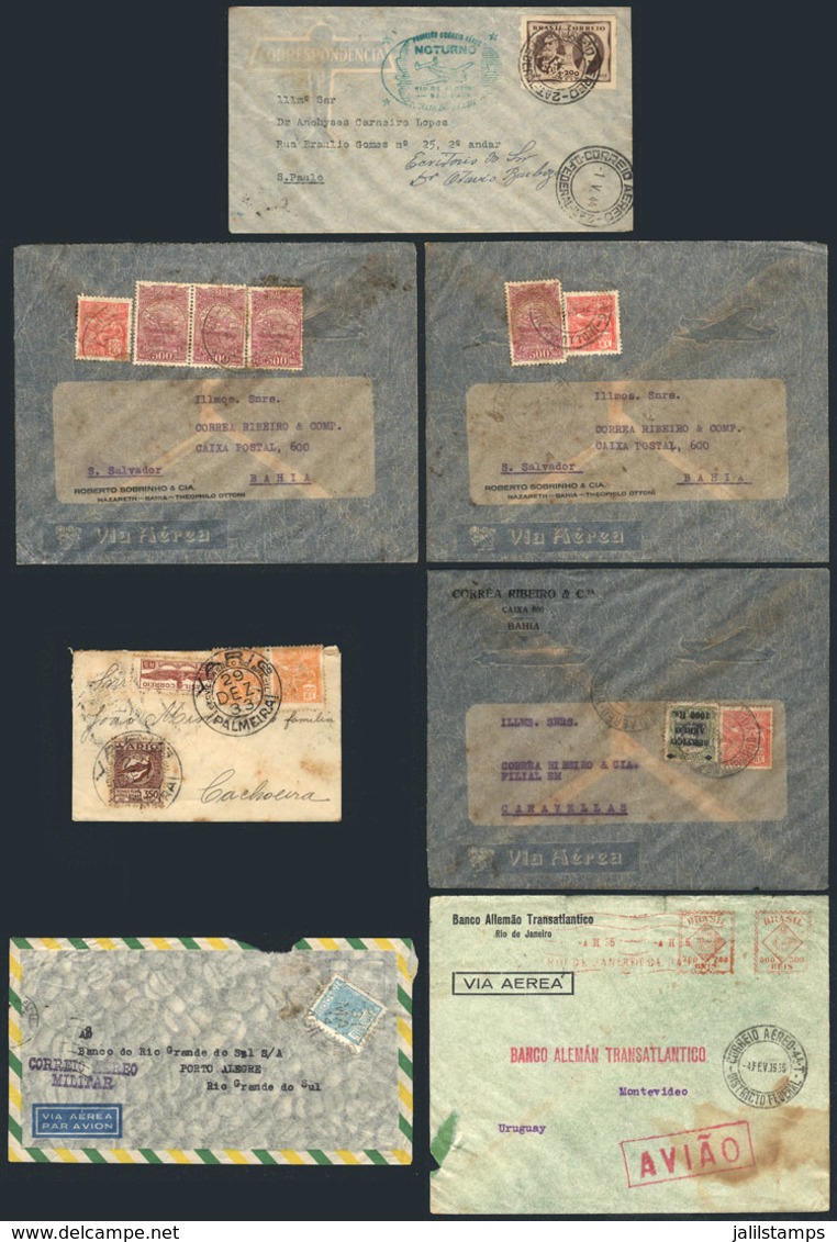 BRAZIL: 1931 To 1944: Good Lot Of 7 Covers Flown Via Varied Airlines, Very Interesting Group For The Specialist! - Autres & Non Classés