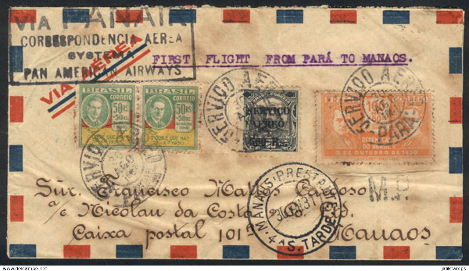 BRAZIL: 30/AU/1931 PANAIR First Flight Pará - Manaos, Very Nice! - Other & Unclassified