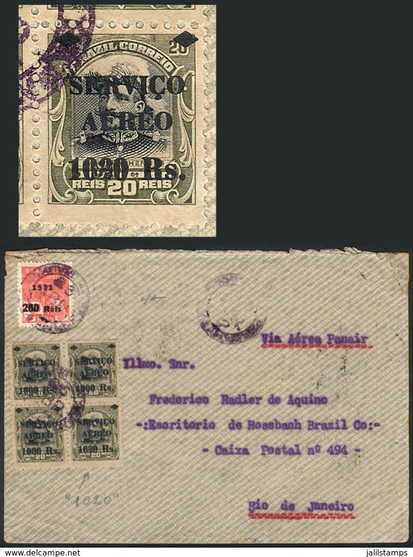 BRAZIL: Airmail Cover Sent To Rio On 28/AP/1932, Franked With 4200Rs. Including A Block Of 4 Of RHM.A-8, One Example Wit - Autres & Non Classés