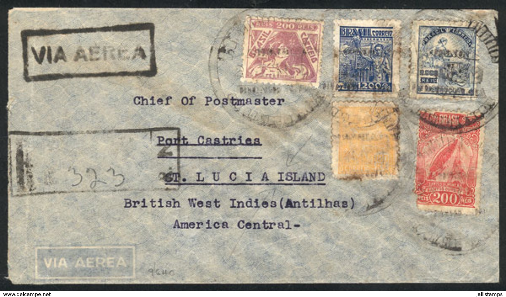 BRAZIL: RARE DESTINATION: Registered Airmail Cover Sent From Natal To Pont Castries (SANTA LUCÍA) On 30/JUN/1942, With A - Altri & Non Classificati