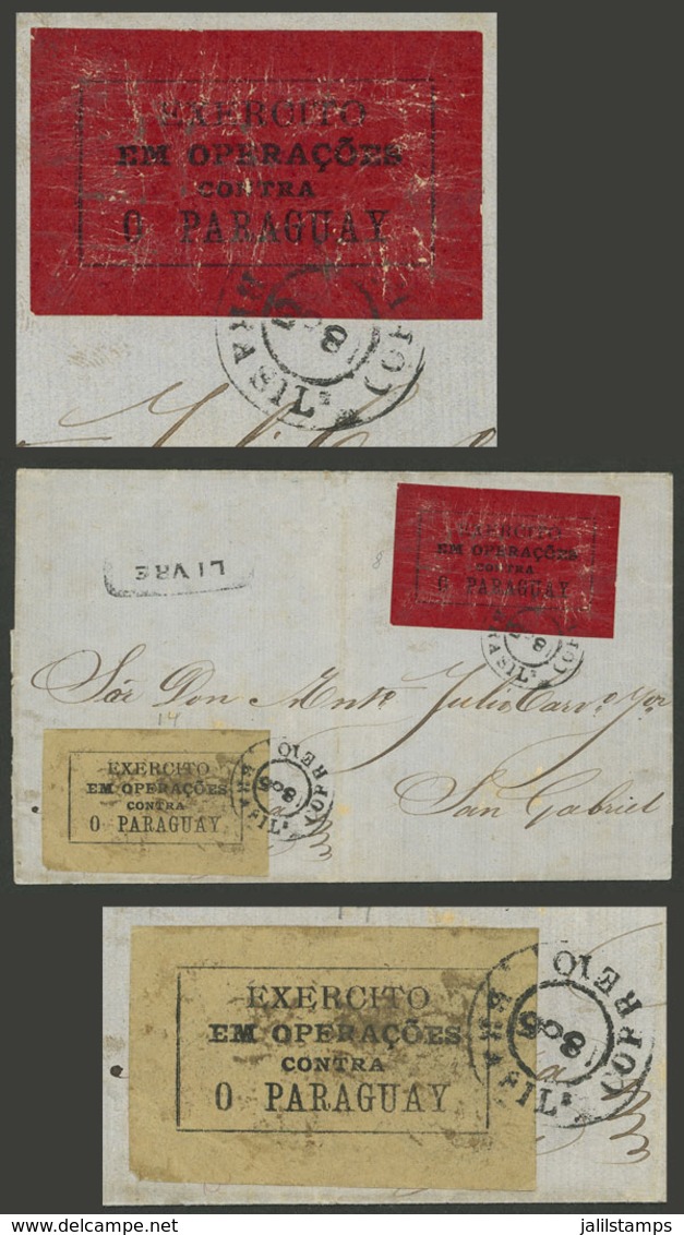 BRAZIL: Folded Cover Presumably Used In 1865 With 2 Labels About The Paraguay War: "EXERCITO EM OPERAÇOES CONTRA O PARAG - Autres & Non Classés