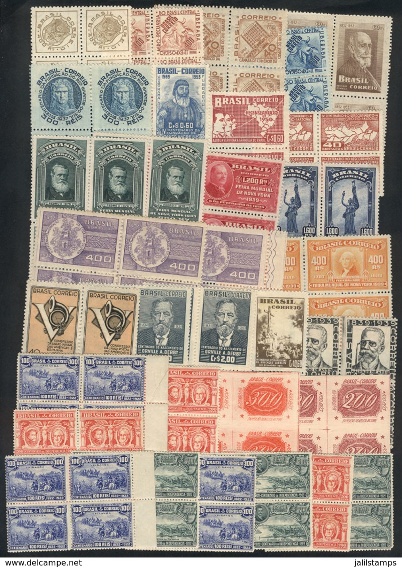 BRAZIL: Large Number Of Stamps In Mint Blocks Of 4 (most MNH, Some Lightly Hinged), Issued Between Circa 1922 And 1945,  - Autres & Non Classés
