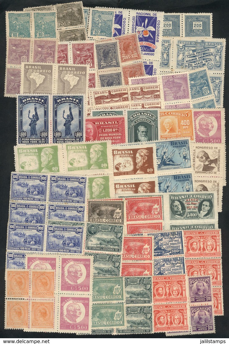 BRAZIL: Large Number Of Stamps In Mint Blocks Of 4 (most MNH Or Lightly Hinged), Issued Between Circa 1922 And 1945, Ver - Autres & Non Classés