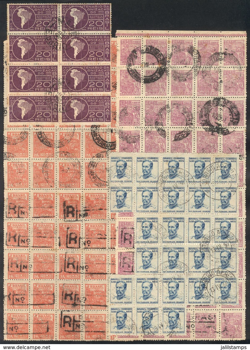 BRAZIL: 4 Large Used Blocks Of Stamps, VF Quality - Andere & Zonder Classificatie