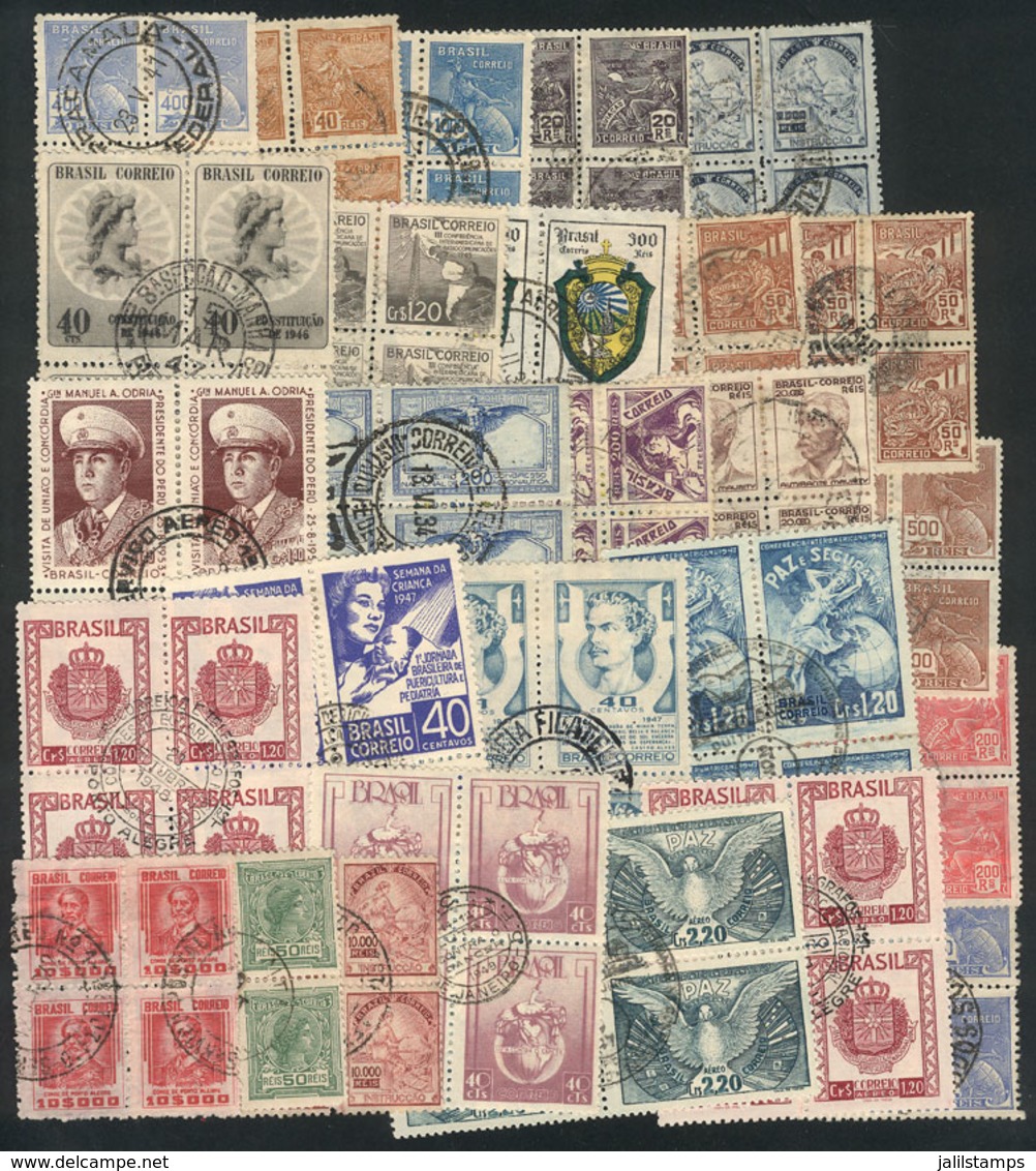 BRAZIL: Lot Of Used Blocks Of 4, Several With Special Postmarks, Very Fine General Quality! - Autres & Non Classés