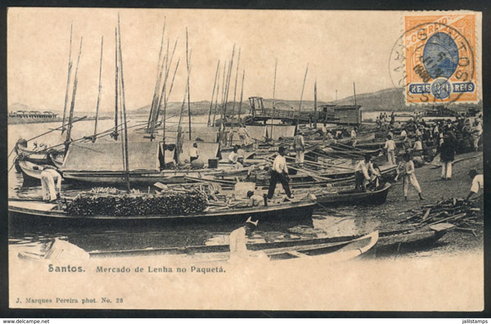 BRAZIL: SANTOS: Boats, Firewood Market, Editor J.Marques Pereira, Sent To Niteroi On 5/JUN/1906, VF Quality - Andere & Zonder Classificatie