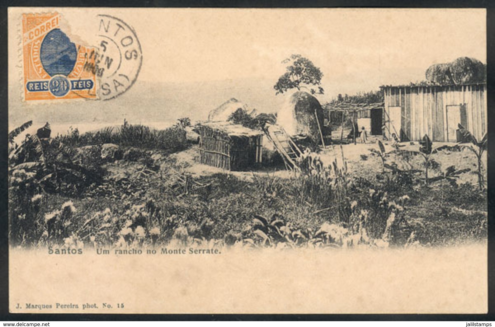 BRAZIL: SANTOS: Rancho In Monte Serrate, Editor J.Marques Pereira, Sent To Niteroi On 5/JUN/1906 (damaged Stamp), VF Qua - Andere & Zonder Classificatie