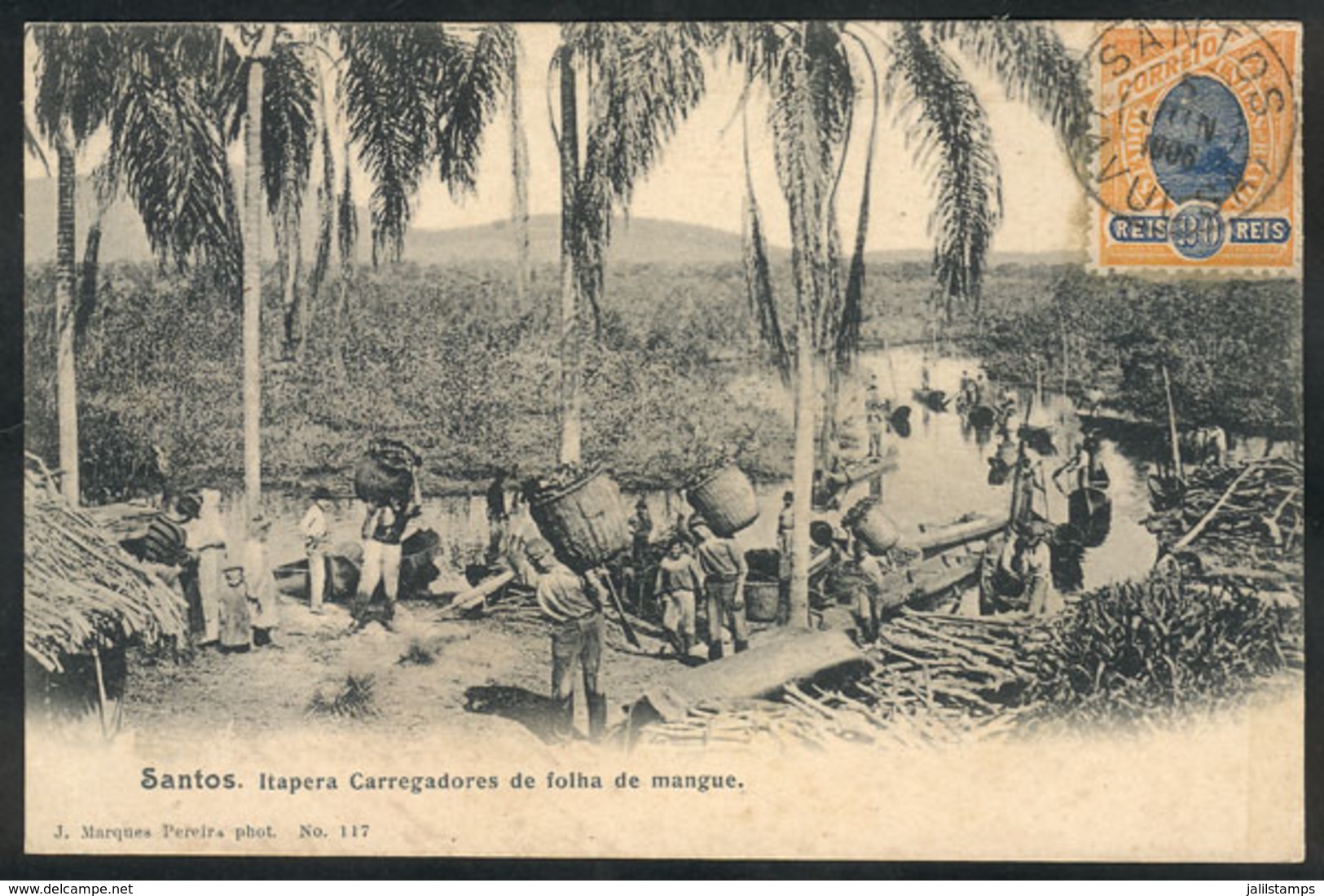 BRAZIL: SANTOS: Itapera, Men Carrying Baskets Of Mango Leaves, Editor J.Marques Pereira, Sent To Niteroi On 5/JUN/1906,  - Andere & Zonder Classificatie