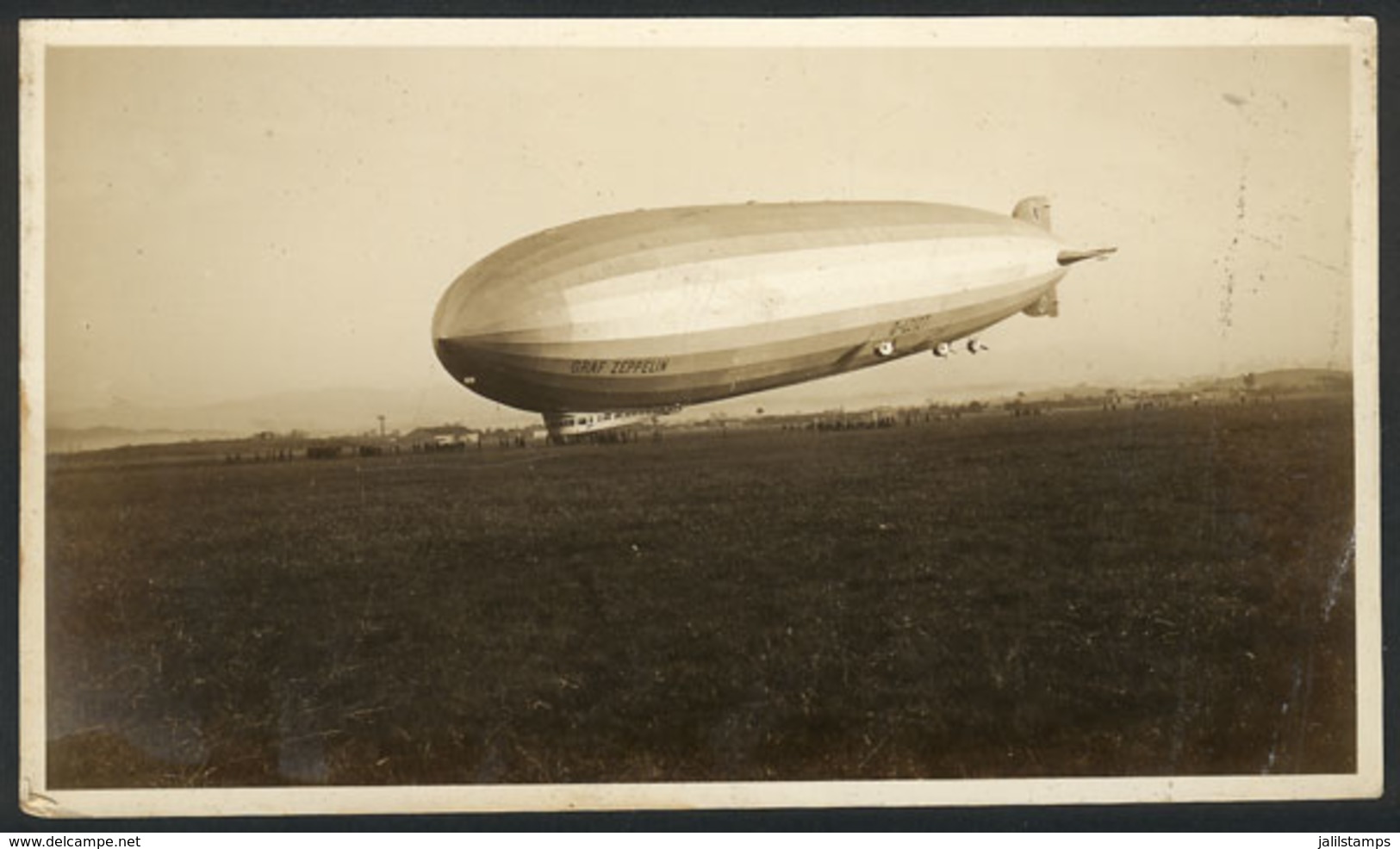 BRAZIL: Original Photograph Of The ZEPPELIN Landing, Possibly Near Rio De Janeiro, Postcard-size, VF Quality! - Unclassified