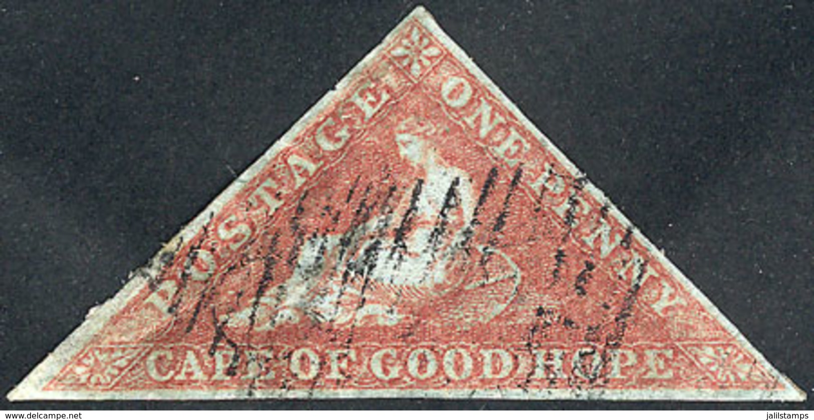 CAPE OF GOOD HOPE: Sc.1 (SG.3), 1853 1p. Brick Red On Lightly Bluish Paper, Very Nice Example, Catalog Value US$400. - Kap Der Guten Hoffnung (1853-1904)