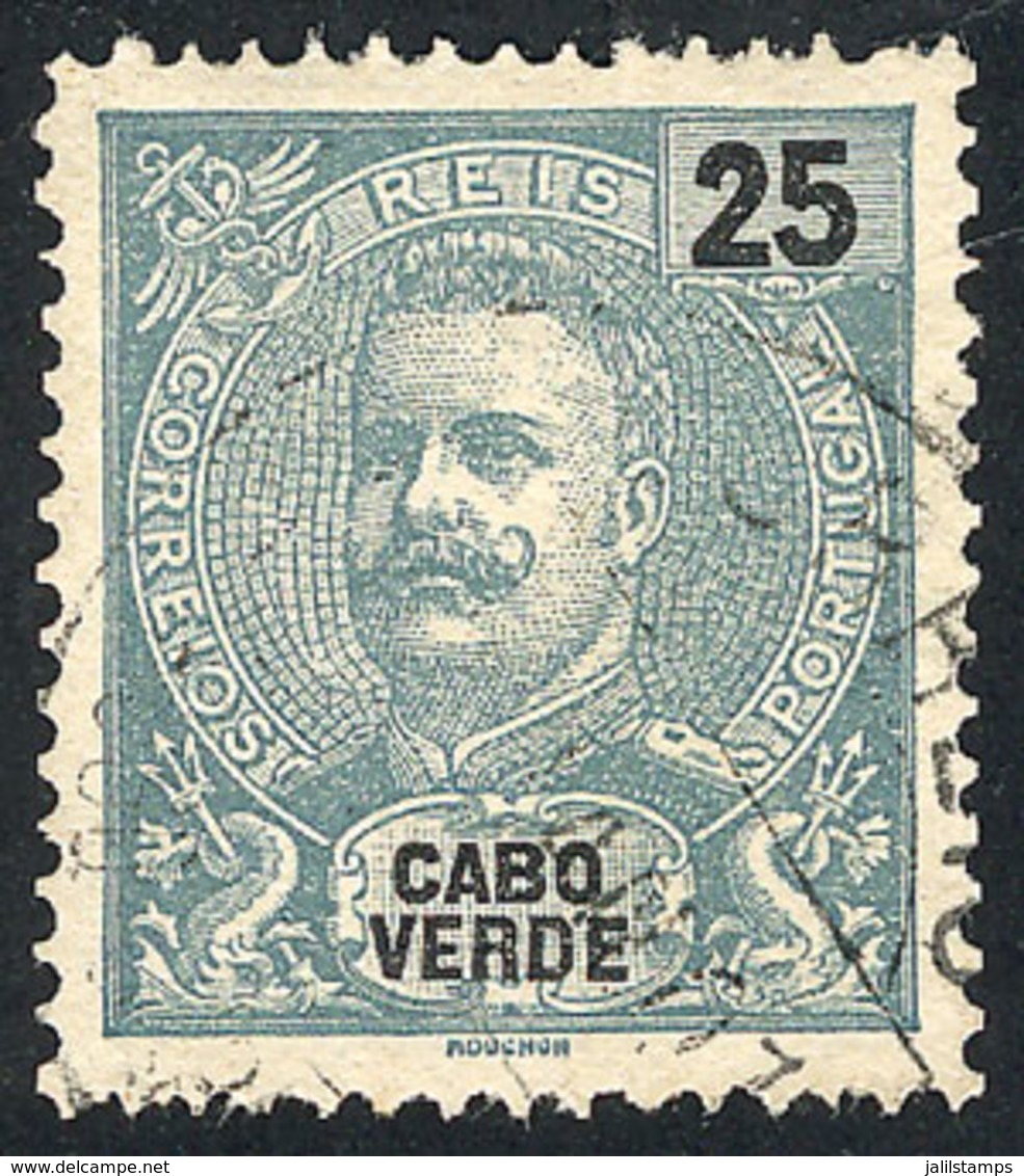 CAPE VERDE: Sc.42a, 1898/1903 25r. Greenish Blue, Perf 12½, Used, Very Fine Quality, Rare! - Kap Verde