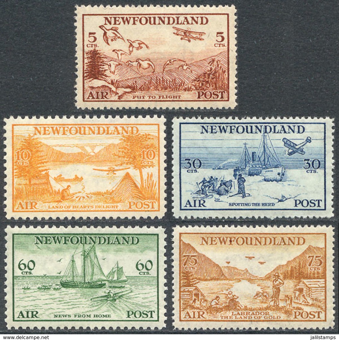 CANADA: Sc.C13/C17, 1933 Birds, Airplanes And Ships, Complete Set Of 5 Unmounted Values, Excellent Quality, Catalog Valu - Sonstige & Ohne Zuordnung