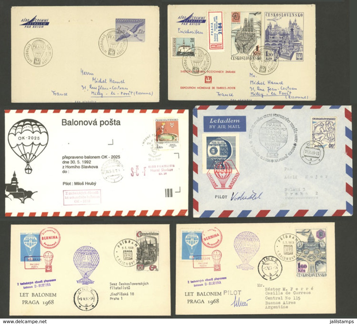 CZECHOSLOVAKIA: BALLOON FLIGHTS: Over 30 Covers And Cards With Nice Cinderellas And Special Marks, Various Periods, Litt - Otros & Sin Clasificación