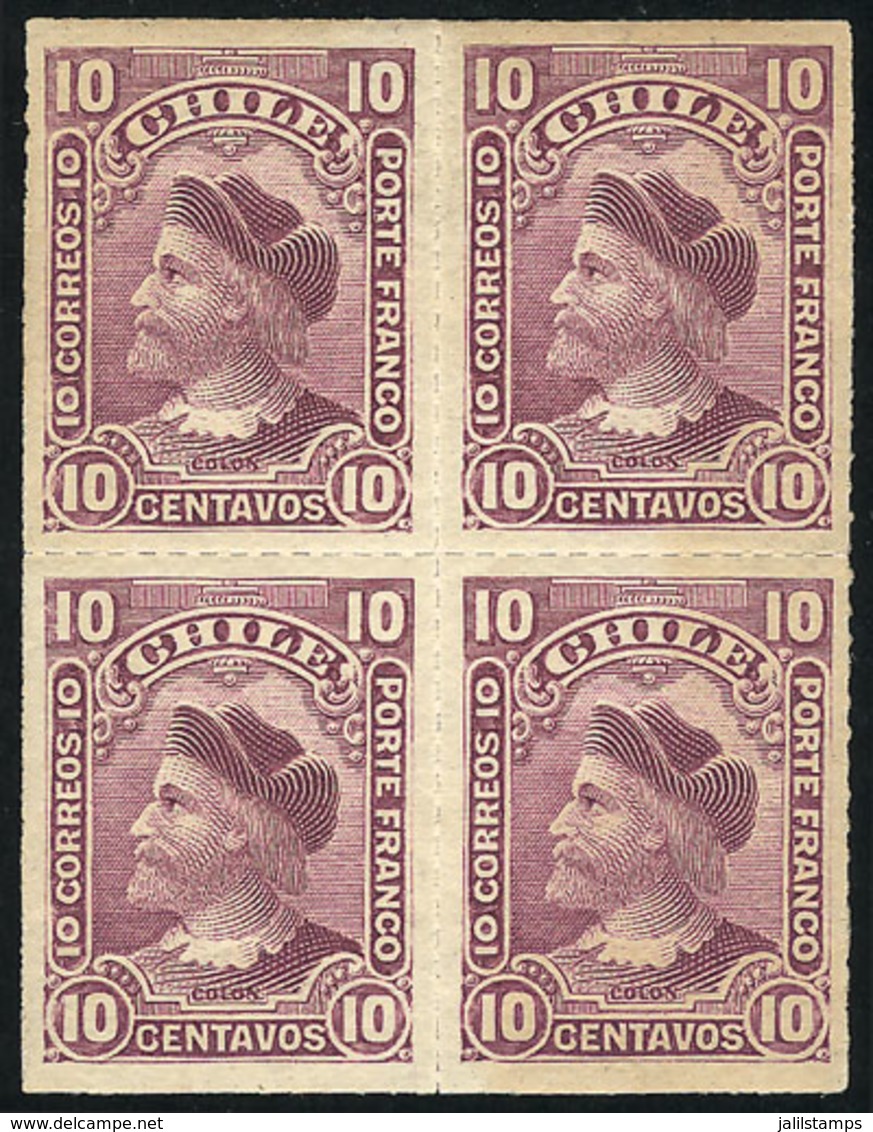 CHILE: Yv.37 (Sc.42), Mint Block Of 4 Of VF Quality (1 Stamp MNH), Very Nice! - Chili