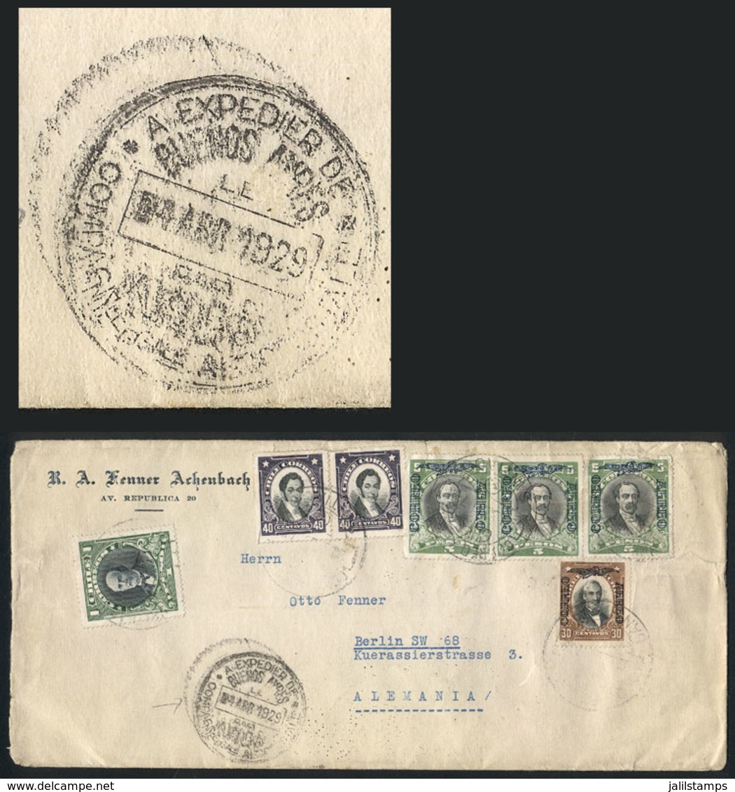 CHILE: Airmail Cover Sent From Santiago To Germany On 28/FE/1929 Franked With 17.10P., Interesting Marking: 'A EXPEDIER  - Chile