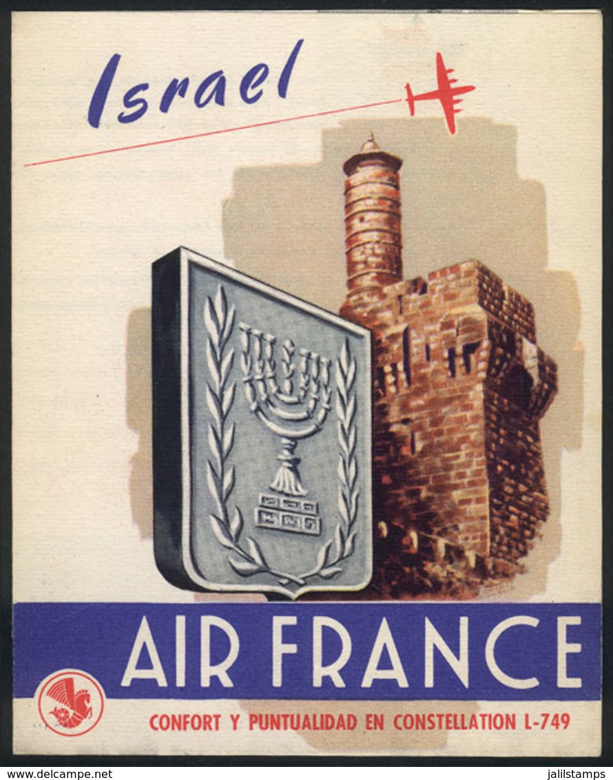 CHILE: Brochure Of Air France Advertising Trips To Israel, Excellent Quality, Rare! - Werbung