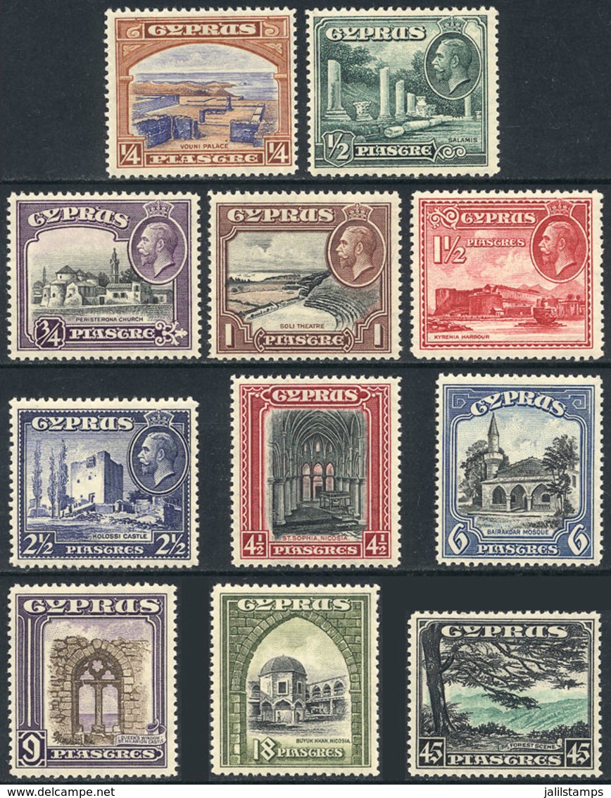 CYPRUS: Sc.125/135, 1934 Buildings, Complete Set Of 11 Values, Many Are Unmounted Including The High Value, The Rest Ver - Sonstige & Ohne Zuordnung