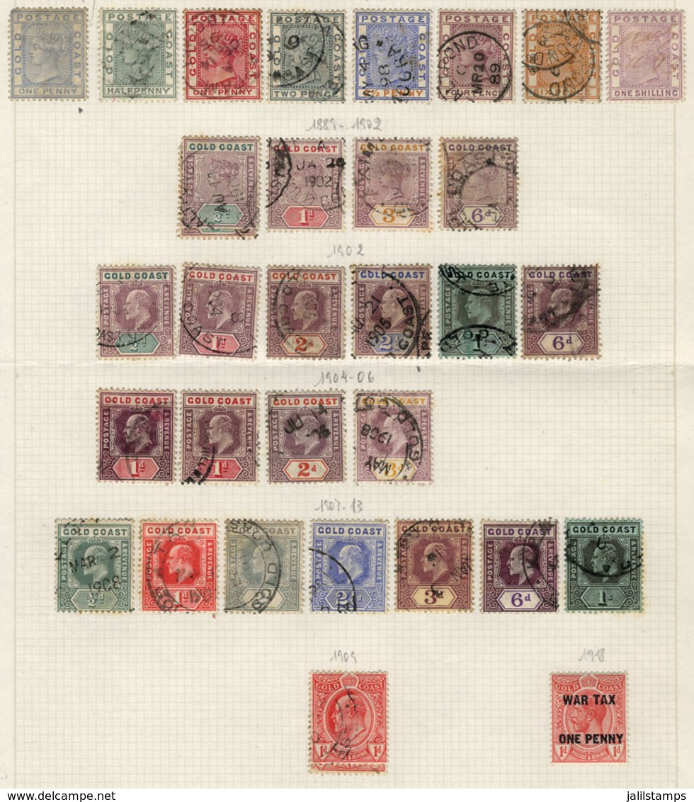 BRITISH COLONIES: Several Dozens Stamps Of The Gold Coast, Zanzibar And Turks & Caicos On Album Pages, Perfect Lot To Lo - Otros & Sin Clasificación