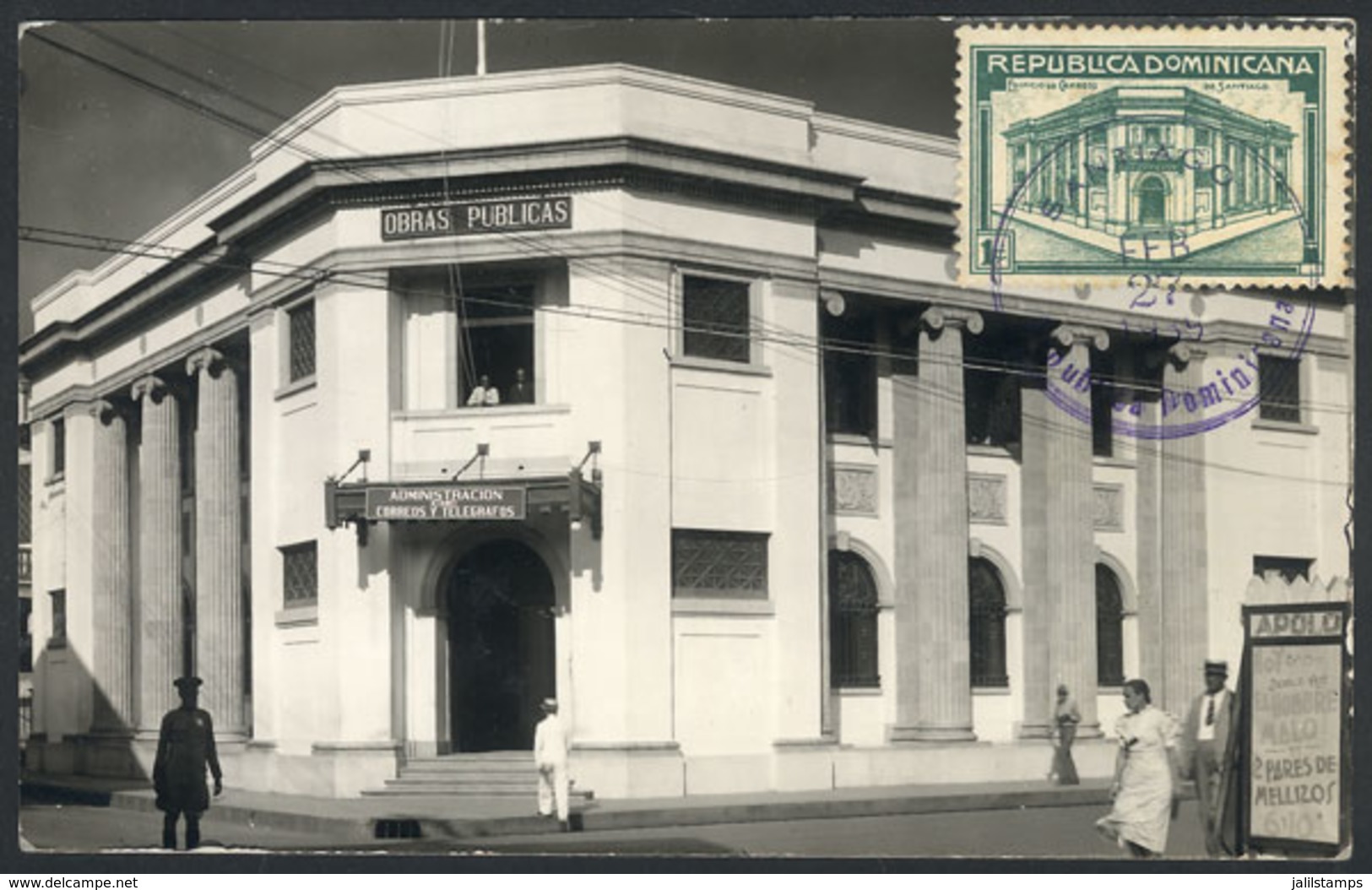 DOMINICAN REPUBLIC: SANTIAGO: Post Office, Maximum Card Of FE/1939, VF Quality - Dominican Republic