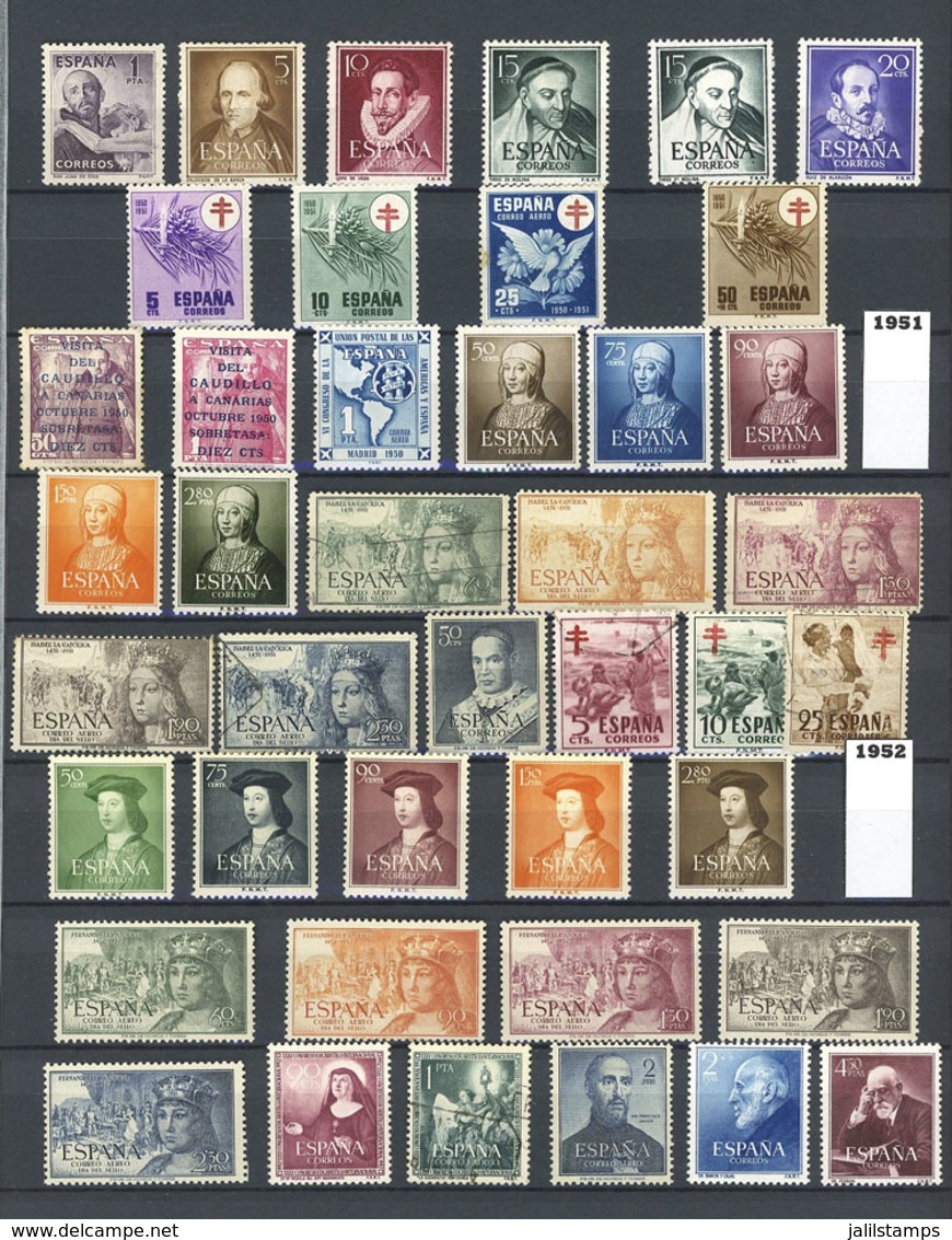 SPAIN: Collection Of Stamps Issued Between 1951 And 1990 Mounted In Large Stockbook Of Black Pages, Very Advanced (missi - Sonstige & Ohne Zuordnung