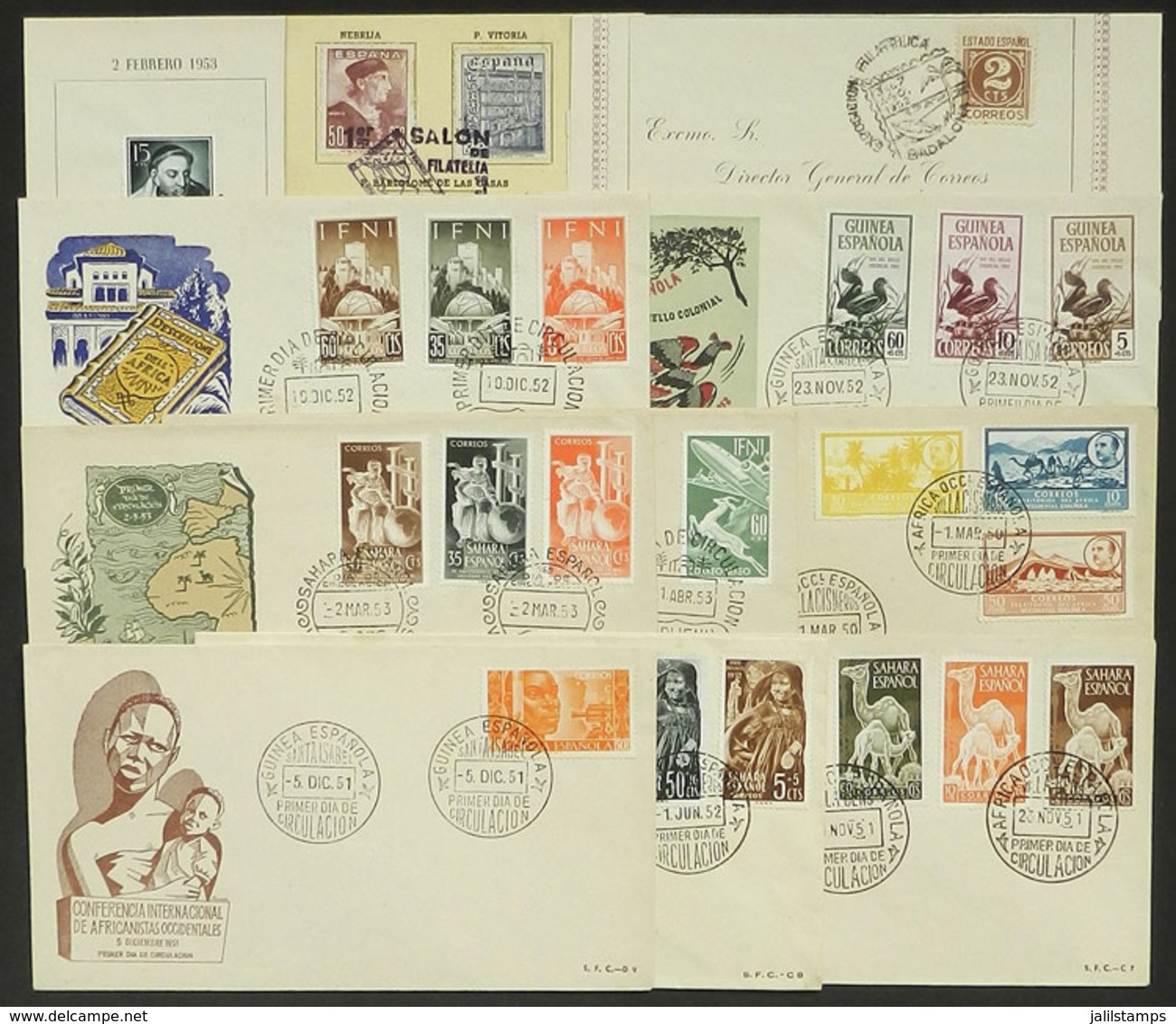 SPAIN + COLONIES: 11 FDC Covers And/or With Very Thematic Postmarks, VF Quality! - Autres & Non Classés