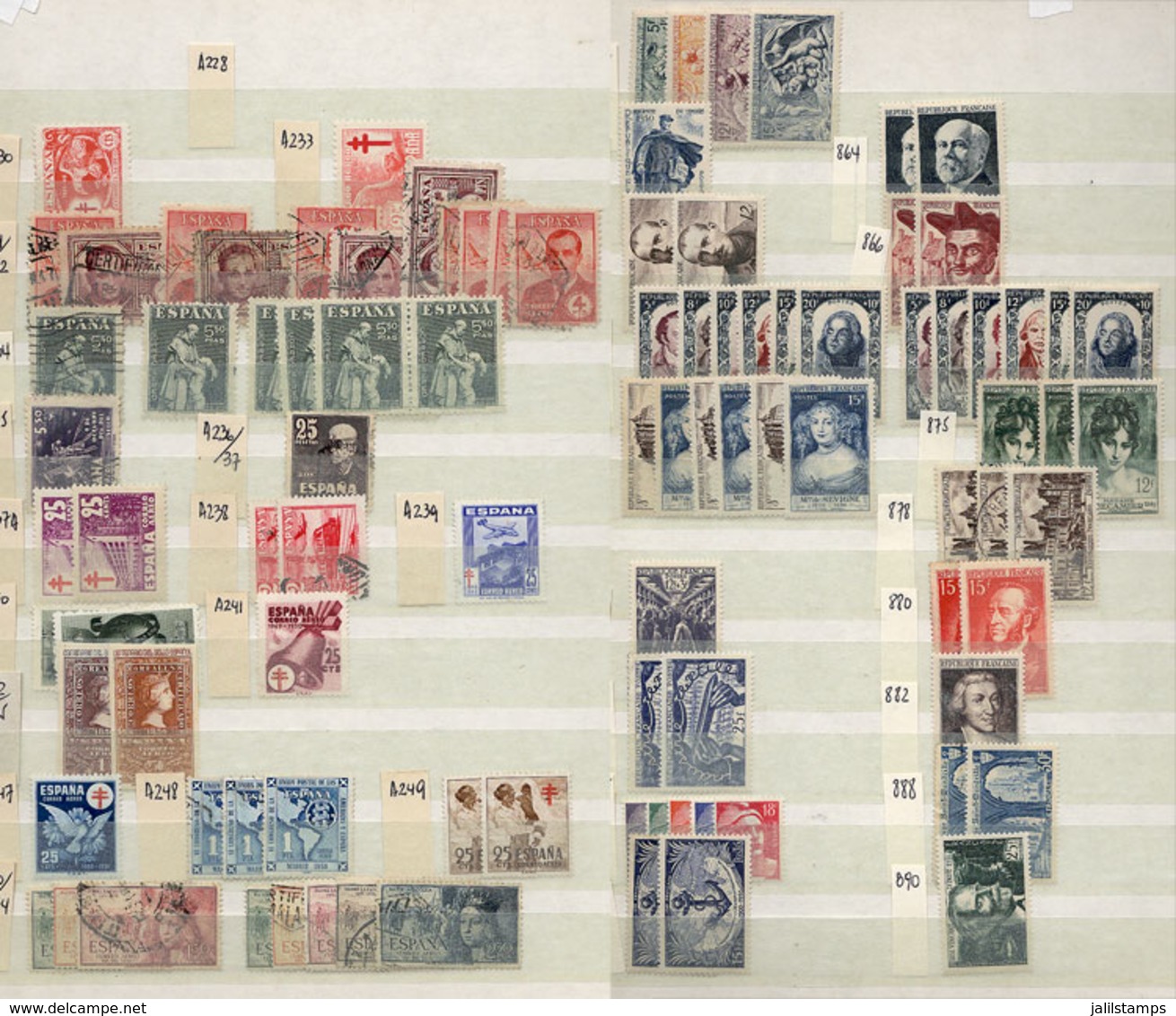 SPAIN + FRANCE: Large Stockbook With Thousands Of Stamps And Sets Of Stamp From All Periods (airmail And Back-of-the-boo - Andere & Zonder Classificatie