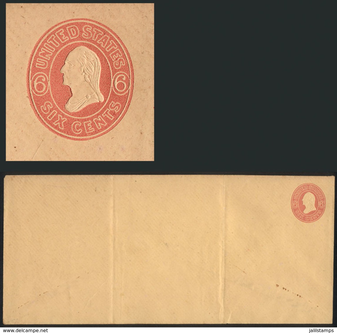 UNITED STATES: Interesting Old 6c. Stationery Envelope, Fine Quality (with 2 Folds), Low Start! - Sonstige & Ohne Zuordnung