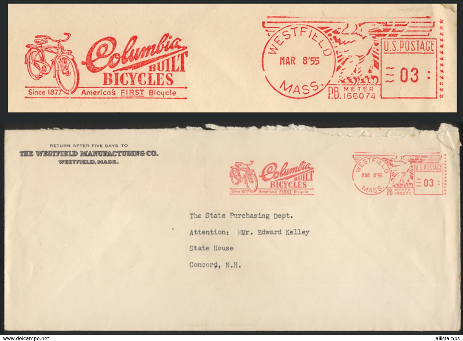 UNITED STATES: Cover Used On 8/MAR/1955 With Machine Cancel With Advertising Slogan, Topic BICYCLES, VF Quality! - Other & Unclassified