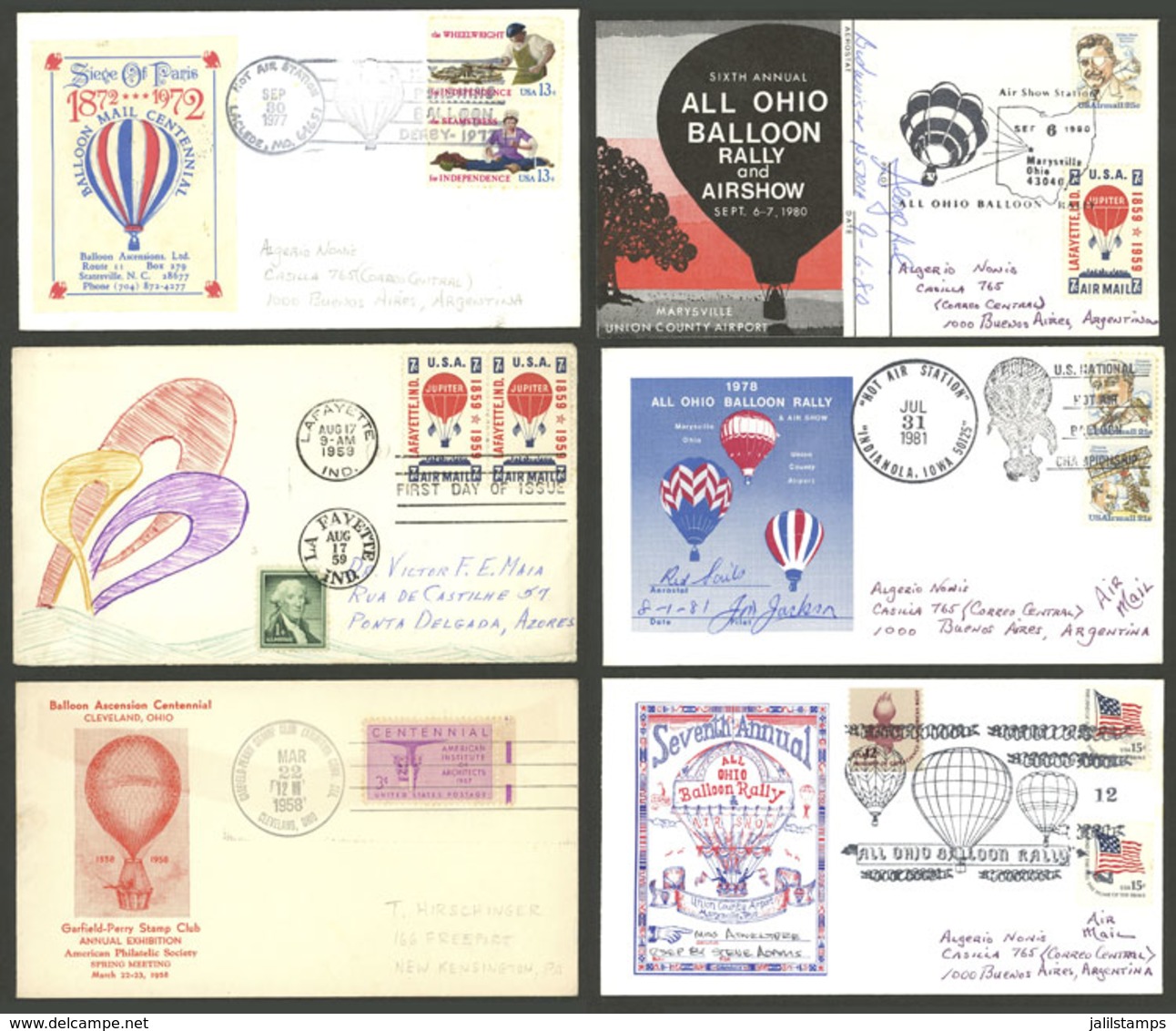 UNITED STATES: BALLOON FLIGHTS: Over 25 Covers And Cards With Nice Cinderellas And Special Marks, Various Periods, Littl - Sonstige & Ohne Zuordnung