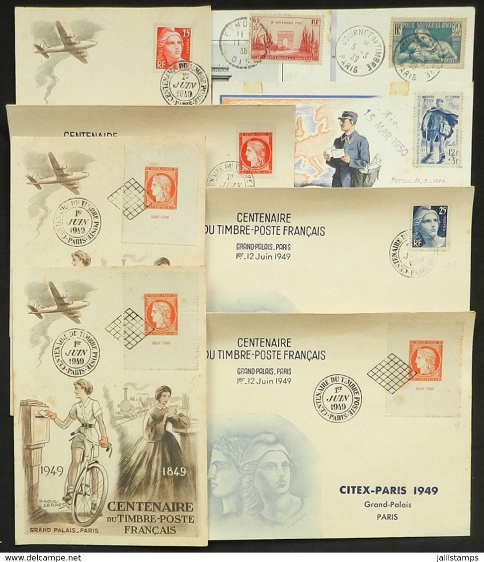 FRANCE: 9 Covers And Cards Of The Years 1938 To 1950, Most Commemorating The Stamp Day, Some With Small Stain Spots, Goo - Sonstige & Ohne Zuordnung