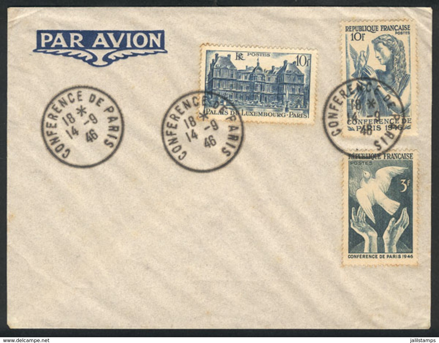 FRANCE: Cover With Special Postmarks CONFERENCE DE PARIS - 14/SE/1946 - Autres & Non Classés