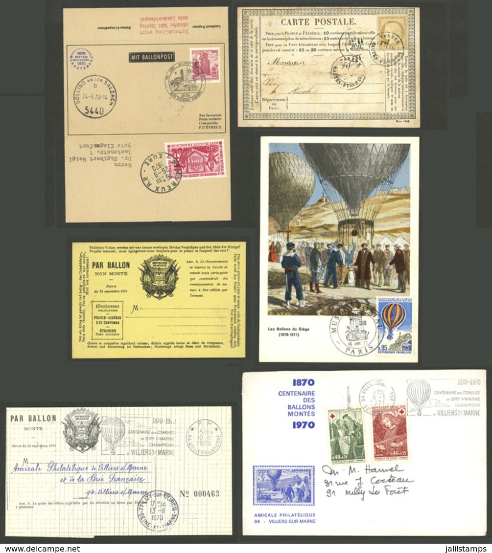 FRANCE: BALLOON FLIGHTS: Over 40 Covers And Cards With Nice Cinderellas And Special Marks, Including Several Maximum Car - Other & Unclassified