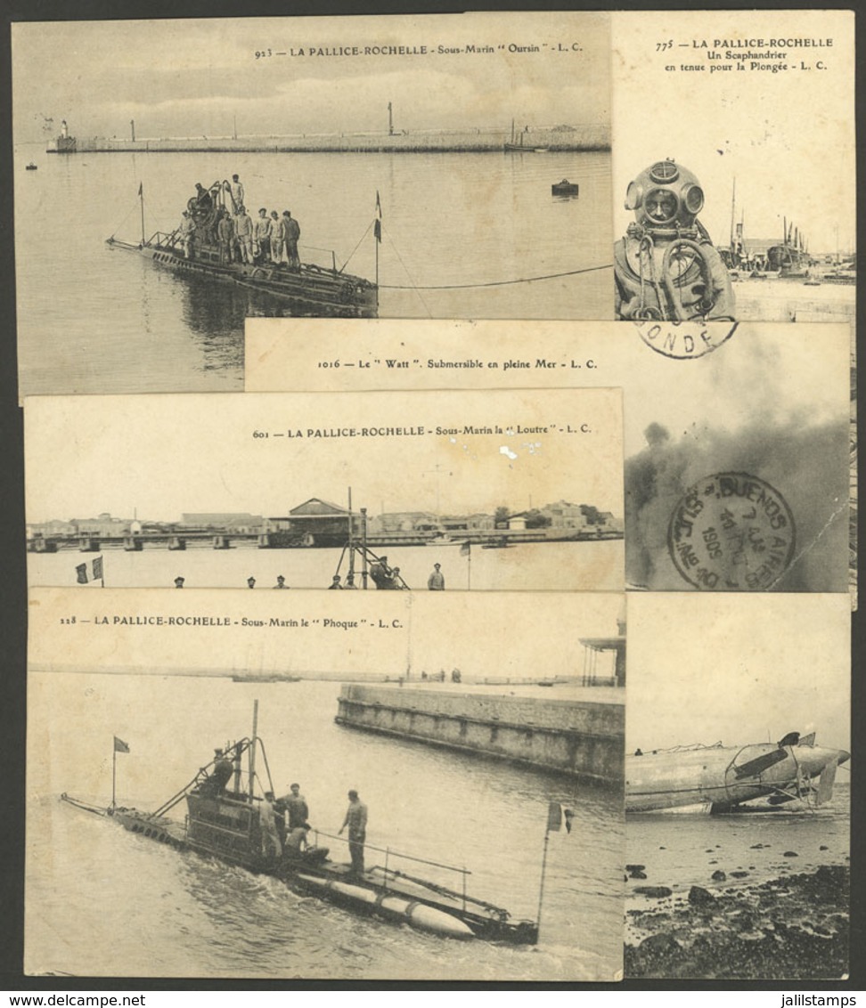 FRANCE: SUBMARINES: 6 Old Postcards With Very Interesting Views! - Other & Unclassified