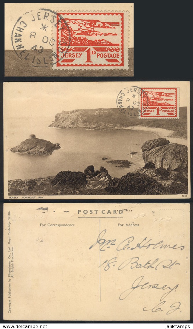 GREAT BRITAIN - JERSEY: Postcard Used Locally On 8/OC/1943 Franked With 1p., VF Quality! - Other & Unclassified