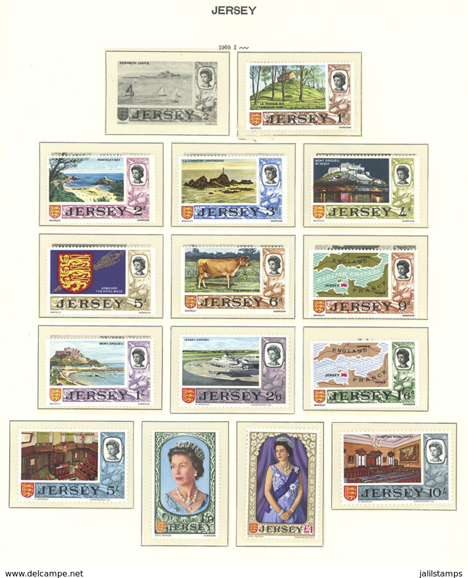 GREAT BRITAIN - JERSEY: Very Advanced Collection On Schaubek Album Pages, Fairly Complete Up To 1992, MNH And Very Thema - Otros & Sin Clasificación