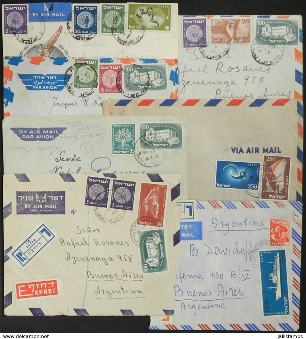 ISRAEL: 7 Covers Sent To Argentina Between 1950 And 1955 With Good Postages, Several With Minor Opening Defects But Very - Altri & Non Classificati