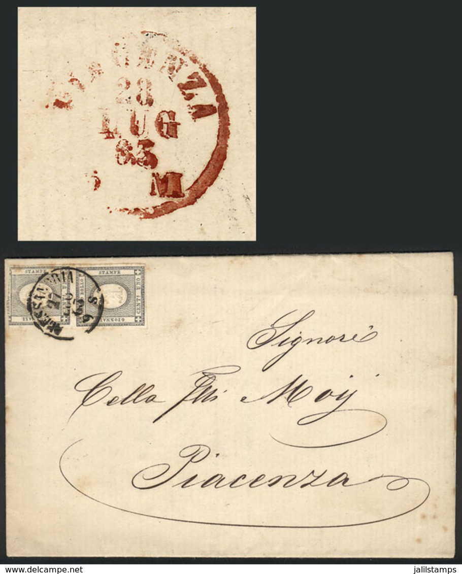 ITALY: Commercial Circular Sent From Alessandria To Piacenza On 24/JUL/1864 Franked With 2c. (Sardinia Pair Of 1c. Imper - Non Classés