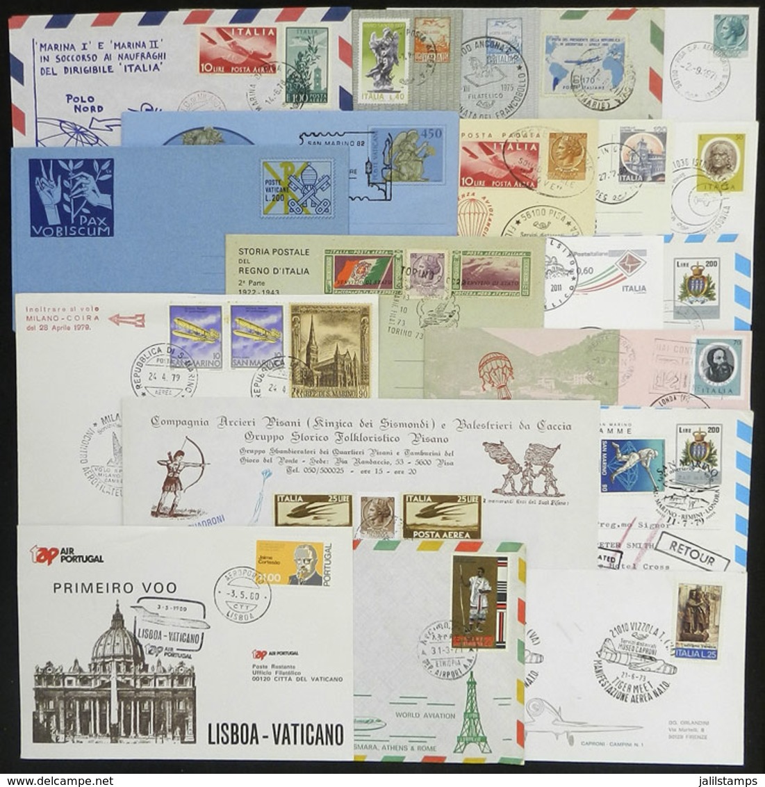 ITALY: Box With Over 450 Covers, Cards And Aerograms, Many Are FIRST FLIGHTS (from Or To Italy), Special Flights, Or Cov - Ohne Zuordnung